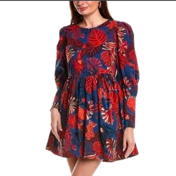 Farm Rio Tapestry Pattern Tropical Print Cotton Minidress - Picture 1 of 3